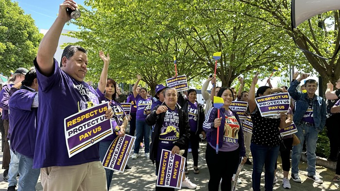 As Portland's White Collar Employees Return to Offices, Janitors Push For Fair Wages, Benefits